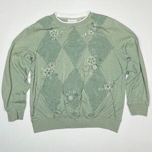 Alfred Dunner Diamond Embroidered Quilted Pullover Sweatshirt - Size M
